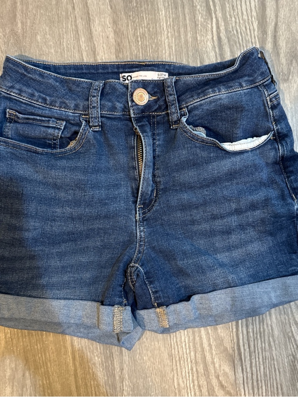 SO Dark Blue Rolled-Hem Denim Shorts
